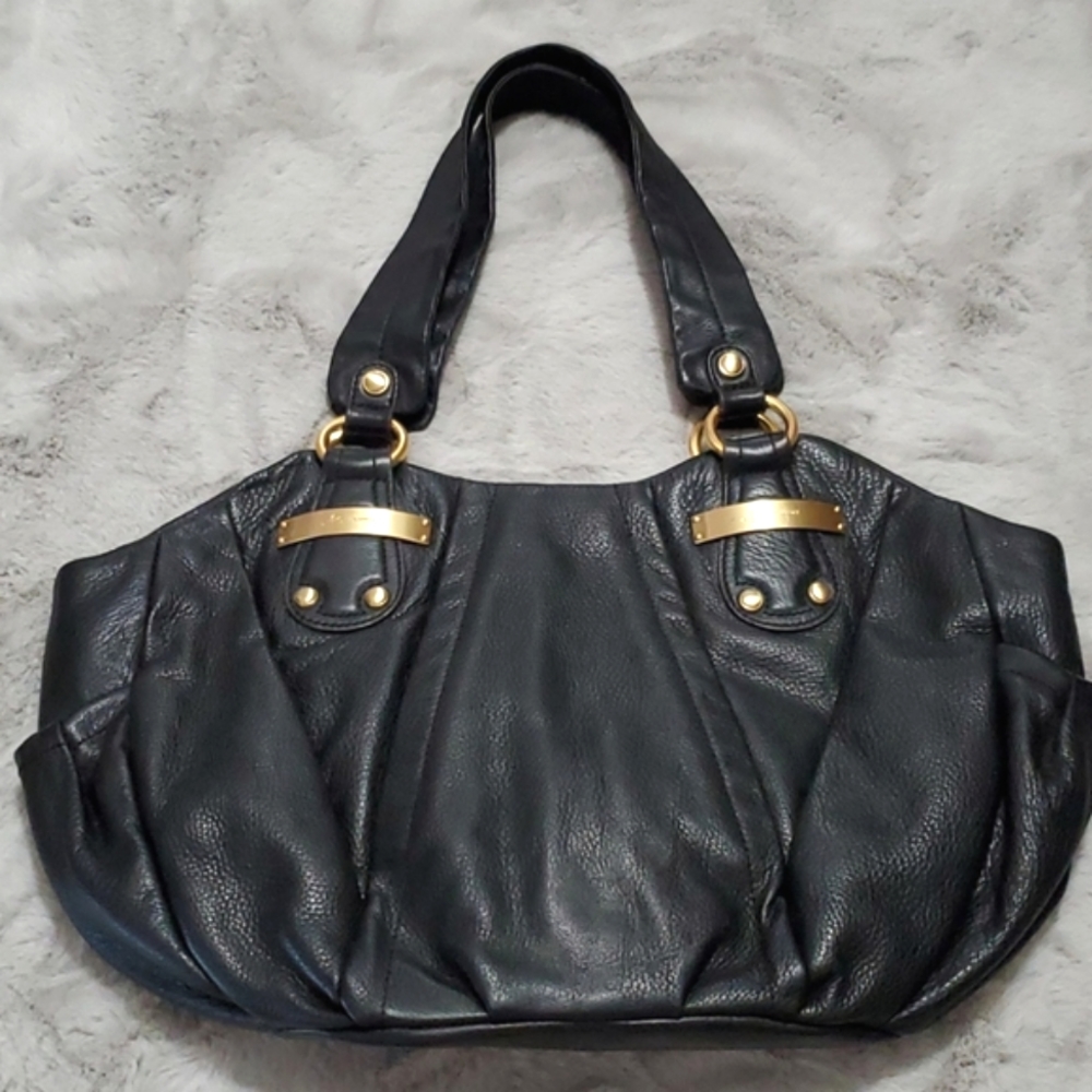 B.MAKOWSKY genuine leather black shoulder bag